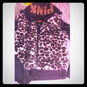 PINK leapard zip up HTF